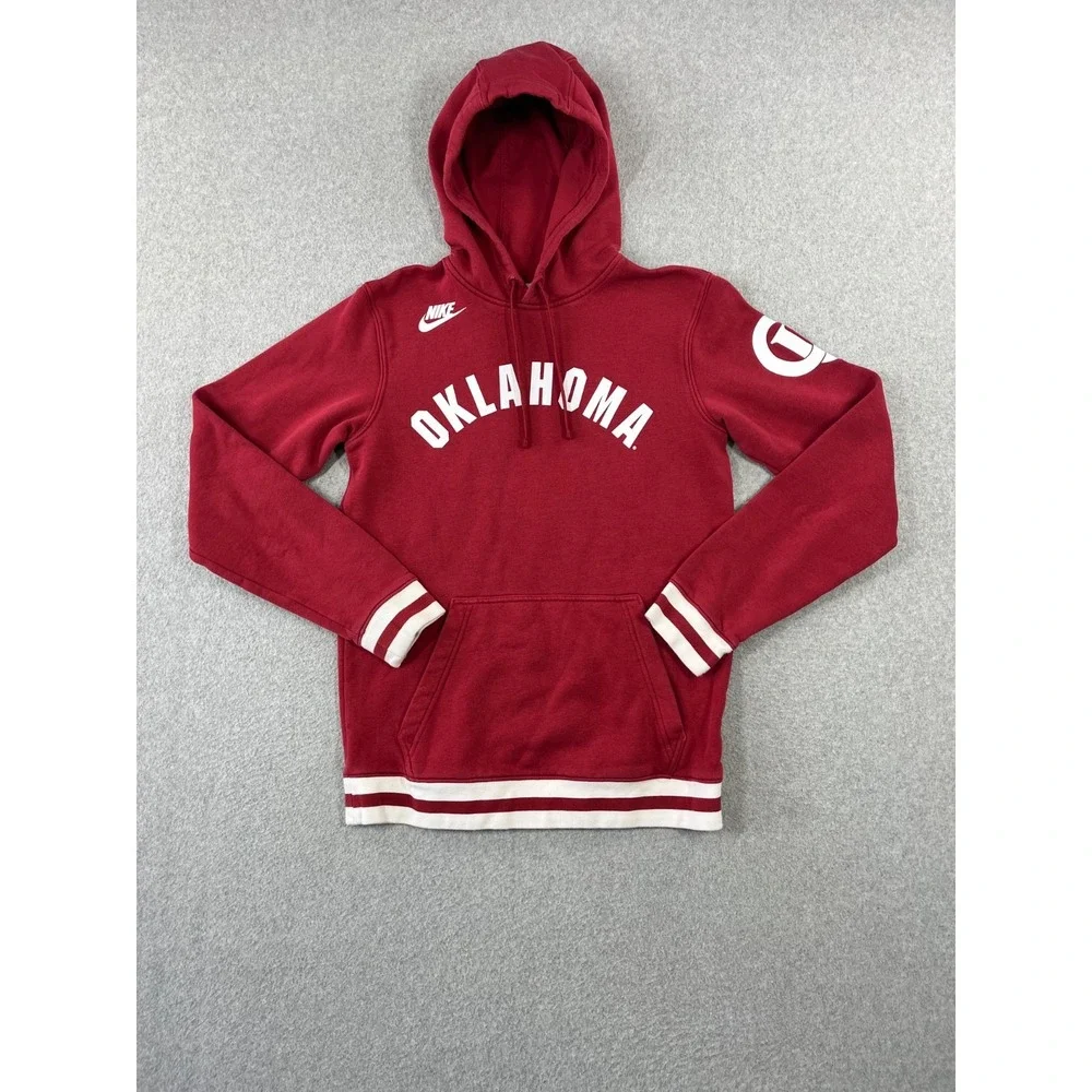 University Of Oklahoma Sweatshirt Mens S Red Nike OU Sooners Pullover Hoodie